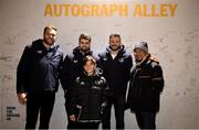 18 November 2023; Leinster players Jason Jenkins, Harry Byrne and Robbie Henshaw with supporters in Autograph Alley before the United Rugby Championship match between Leinster and Scarlets at the RDS Arena in Dublin. Photo by Sam Barnes/Sportsfile