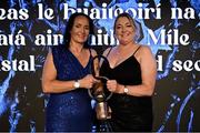 18 November 2023; Hall of Fame recipient Christina McGinty of Dublin with Leinster president Trina Murray during the TG4 All-Ireland Ladies Football All Stars Awards banquet, in association with Lidl, at the Bonnington Dublin Hotel. Photo by Brendan Moran/Sportsfile