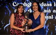 18 November 2023; Hall of Fame recipient Christina McGinty of Dublin with her sister Carmel Lynch during the TG4 All-Ireland Ladies Football All Stars Awards banquet, in association with Lidl, at the Bonnington Dublin Hotel. Photo by Brendan Moran/Sportsfile