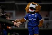 18 November 2023; Leinster mascot Leo the Lion  with supporters during the United Rugby Championship match between Leinster and Scarlets at the RDS Arena in Dublin. Photo by Sam Barnes/Sportsfile