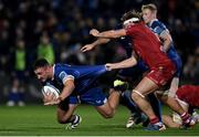 18 November 2023; Rónan Kelleher of Leinster is tackled by Ben Williams of Scarlets during the United Rugby Championship match between Leinster and Scarlets at the RDS Arena in Dublin. Photo by Sam Barnes/Sportsfile