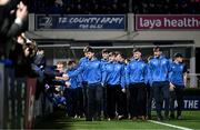 18 November 2023; The Leinster School's interpro team parade the pitch at half-time the United Rugby Championship match between Leinster and Scarlets at the RDS Arena in Dublin. Photo by Sam Barnes/Sportsfile