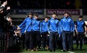 18 November 2023; The Leinster School's interpro team parade the pitch at half-time the United Rugby Championship match between Leinster and Scarlets at the RDS Arena in Dublin. Photo by Sam Barnes/Sportsfile