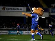 18 November 2023; Leinster mascot Leo the Lion with the Castore Cannon during the United Rugby Championship match between Leinster and Scarlets at the RDS Arena in Dublin. Photo by Sam Barnes/Sportsfile