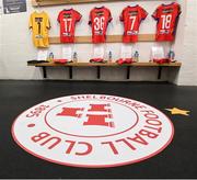 19 November 2023; A general view of the Shelbourne dressing room before the Sports Direct FAI Women's Cup Final match between Athlone Town and Shelbourne at Tallaght Stadium in Dublin. Photo by Stephen McCarthy/Sportsfile