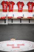 19 November 2023; A general view of the Shelbourne dressing room before the Sports Direct FAI Women's Cup Final match between Athlone Town and Shelbourne at Tallaght Stadium in Dublin. Photo by Stephen McCarthy/Sportsfile