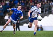 19 November 2023; Alex Beirne of Naas in action against Danny McCartan of St Loman's Mullingar during the AIB Leinster GAA Football Senior Club Championship Semi-Final match between St Loman's Mullingar, Mullingar, and Naas, Kildare, at TEG Cusack Park in Mullingar, Westmeath. Photo by Piaras Ó Mídheach/Sportsfile