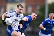 19 November 2023; Darragh Kirwan of Naas in action against Jack Geoghegan of St Loman's Mullingar during the AIB Leinster GAA Football Senior Club Championship Semi-Final match between St Loman's Mullingar, Mullingar, and Naas, Kildare, at TEG Cusack Park in Mullingar, Westmeath. Photo by Piaras Ó Mídheach/Sportsfile