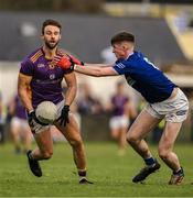 19 November 2023; Shane Horan of Kilmacud Crokes in action against Seán Callaghan of Ardee St Mary’s during the AIB Leinster GAA Football Senior Club Championship Semi-Final match between Ardee St Mary's, Louth, and Kilmacud Crokes, Dublin, at Pairc Mhuire in Ardee, Louth. Photo by Daire Brennan/Sportsfile