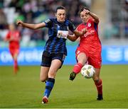 19 November 2023; Noelle Murray of Shelbourne in action against Kayleigh Shine of Athlone Town during the Sports Direct FAI Women's Cup Final match between Athlone Town and Shelbourne at Tallaght Stadium in Dublin. Photo by Stephen McCarthy/Sportsfile