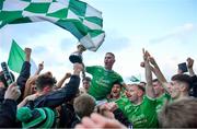 19 November 2023; Cathal Moriarty of Milltown-Castlemaine celebrates with team mates and the trophy after the Kerry County Intermediate Football Championship Final match between Fossa and Milltown/Castlemaine at Austin Stack Park in Tralee, Kerry. Photo by David Fitzgerald/Sportsfile