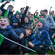 19 November 2023; Milltown-Castlemaine supporters and players celebrate after the Kerry County Intermediate Football Championship Final match between Fossa and Milltown/Castlemaine at Austin Stack Park in Tralee, Kerry. Photo by David Fitzgerald/Sportsfile