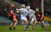 19 November 2023; Kevin Downes of Na Piarsaigh in action against Harry Ruddle and Ian Kenny of Ballygunner during the AIB Munster GAA Hurling Senior Club Championship Semi-Final match between Na Piarsaigh, Limerick, and Ballygunner, Waterford, at TUS Gaelic Grounds in Limerick. Photo by Brendan Moran/Sportsfile