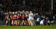 19 November 2023; Players from both sides tussle during the AIB Munster GAA Hurling Senior Club Championship Semi-Final match between Na Piarsaigh, Limerick, and Ballygunner, Waterford, at TUS Gaelic Grounds in Limerick. Photo by Brendan Moran/Sportsfile