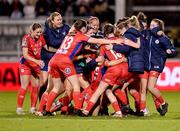 19 November 2023; Shelbourne players celebrates after Jemma Quinn, hidden, scored their second goal during the Sports Direct FAI Women's Cup Final match between Athlone Town and Shelbourne at Tallaght Stadium in Dublin. Photo by Stephen McCarthy/Sportsfile