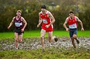19 November 2023; Kevin Mulcaire of Ennis Track AC, Clare, centre, competing in the Mens Senior 9000m during the 123.ie National Senior & Even Age Cross Country Championships at Gowran Demesne in Kilkenny. Photo by Ben McShane/Sportsfile