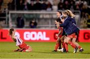 19 November 2023; Jemma Quinn of Shelbourne, left, celebrates after scoring her side's second goal during the Sports Direct FAI Women's Cup Final match between Athlone Town and Shelbourne at Tallaght Stadium in Dublin. Photo by Stephen McCarthy/Sportsfile