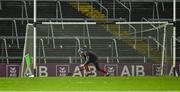 19 November 2023; Ballygunner goalkeeper Stephen O'Keeffe watches the sliotar go narrowly wide in the closing minutes of the AIB Munster GAA Hurling Senior Club Championship Semi-Final match between Na Piarsaigh, Limerick, and Ballygunner, Waterford, at TUS Gaelic Grounds in Limerick. Photo by Brendan Moran/Sportsfile