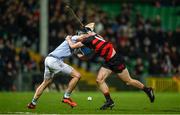 19 November 2023; Kevin Mahony of Ballygunner, right, is tackled by Cathal King of Na Piarsaigh during the AIB Munster GAA Hurling Senior Club Championship Semi-Final match between Na Piarsaigh, Limerick, and Ballygunner, Waterford, at TUS Gaelic Grounds in Limerick. Photo by Brendan Moran/Sportsfile