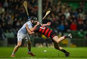 19 November 2023; Kevin Mahony of Ballygunner, right, is tackled by Cathal King of Na Piarsaigh during the AIB Munster GAA Hurling Senior Club Championship Semi-Final match between Na Piarsaigh, Limerick, and Ballygunner, Waterford, at TUS Gaelic Grounds in Limerick. Photo by Brendan Moran/Sportsfile