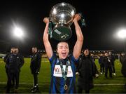 19 November 2023; Chloe Singleton of Athlone Town celebrates with the FAI Cup following the Sports Direct FAI Women's Cup Final match between Athlone Town and Shelbourne at Tallaght Stadium in Dublin. Photo by Stephen McCarthy/Sportsfile
