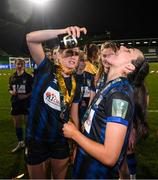 19 November 2023; Madison Gibson, left, and Chloe Singleton celebrate after the Sports Direct FAI Women's Cup Final match between Athlone Town and Shelbourne at Tallaght Stadium in Dublin. Photo by Stephen McCarthy/Sportsfile