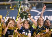 19 November 2023; Athlone Town captain Laurie Ryan lifts the FAI Cup during the Sports Direct FAI Women's Cup Final match between Athlone Town and Shelbourne at Tallaght Stadium in Dublin. Photo by Stephen McCarthy/Sportsfile