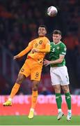 18 November 2023; Cody Gakpo of Netherlands and Dara O'Shea of Republic of Ireland during the UEFA EURO 2024 Championship qualifying group B match between Netherlands and Republic of Ireland at Johan Cruijff ArenA in Amsterdam, Netherlands. Photo by Seb Daly/Sportsfile