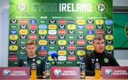 20 November 2023; Republic of Ireland manager Stephen Kenny and James McClean during a Republic of Ireland press conference at FAI Headquarters in Abbotstown, Dublin. Photo by Stephen McCarthy/Sportsfile