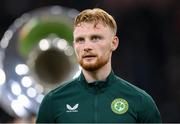 18 November 2023; Liam Scales of Republic of Ireland before the UEFA EURO 2024 Championship qualifying group B match between Netherlands and Republic of Ireland at Johan Cruijff ArenA in Amsterdam, Netherlands. Photo by Stephen McCarthy/Sportsfile