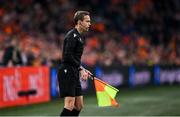 18 November 2023; Assistant referee Giovanni Baccini during the UEFA EURO 2024 Championship qualifying group B match between Netherlands and Republic of Ireland at Johan Cruijff ArenA in Amsterdam, Netherlands. Photo by Stephen McCarthy/Sportsfile