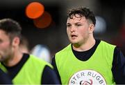 17 November 2023; Lorcan McLoughlin of Ulster before the United Rugby Championship match between Ulster and Emirates Lions at Kingspan Stadium in Belfast. Photo by Ramsey Cardy/Sportsfile