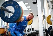 20 November 2023; Andrew Porter during a gym session on the Leinster Rugby 12 Counties Tour at the South East Technological University in Carlow. Photo by Harry Murphy/Sportsfile