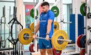 20 November 2023; Hugo Keenan during a gym session on the Leinster Rugby 12 Counties Tour at the South East Technological University in Carlow. Photo by Harry Murphy/Sportsfile