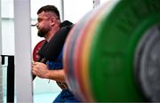 20 November 2023; Michael Milneduring a gym session on the Leinster Rugby 12 Counties Tour at the South East Technological University in Carlow. Photo by Harry Murphy/Sportsfile