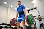 20 November 2023; Ross Byrne during a gym session on the Leinster Rugby 12 Counties Tour at the South East Technological University in Carlow. Photo by Harry Murphy/Sportsfile