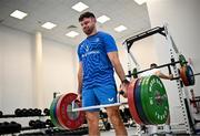 20 November 2023; Hugo Keenan during a gym session on the Leinster Rugby 12 Counties Tour at the South East Technological University in Carlow. Photo by Harry Murphy/Sportsfile