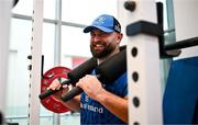 20 November 2023; Michael Milne during a gym session on the Leinster Rugby 12 Counties Tour at the South East Technological University in Carlow. Photo by Harry Murphy/Sportsfile