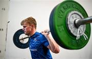 20 November 2023; Ben Murphy during a gym session on the Leinster Rugby 12 Counties Tour at the South East Technological University in Carlow. Photo by Harry Murphy/Sportsfile