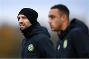 20 November 2023; Shane Duffy and Adam Idah, right, during a Republic of Ireland training session at the FAI National Training Centre in Abbotstown, Dublin. Photo by Stephen McCarthy/Sportsfile
