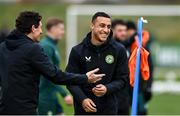 20 November 2023; Adam Idah during a Republic of Ireland training session at the FAI National Training Centre in Abbotstown, Dublin. Photo by Stephen McCarthy/Sportsfile
