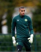 20 November 2023; Goalkeeper Gavin Bazunu during a Republic of Ireland training session at the FAI National Training Centre in Abbotstown, Dublin. Photo by Stephen McCarthy/Sportsfile