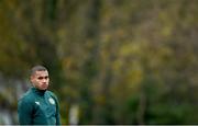 20 November 2023; Goalkeeper Gavin Bazunu during a Republic of Ireland training session at the FAI National Training Centre in Abbotstown, Dublin. Photo by Stephen McCarthy/Sportsfile