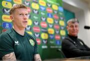 20 November 2023; James McClean and manager Stephen Kenny during a Republic of Ireland press conference at FAI Headquarters in Abbotstown, Dublin. Photo by Stephen McCarthy/Sportsfile