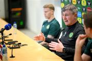 20 November 2023; Manager Stephen Kenny and James McClean during a Republic of Ireland press conference at FAI Headquarters in Abbotstown, Dublin. Photo by Stephen McCarthy/Sportsfile