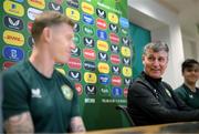 20 November 2023; Manager Stephen Kenny and James McClean during a Republic of Ireland press conference at FAI Headquarters in Abbotstown, Dublin. Photo by Stephen McCarthy/Sportsfile