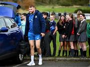 20 November 2023; Students of Kilkenny College look on as Ross Molony arrives for a squad training session on the Leinster Rugby 12 Counties Tour at Kilkenny College in Kilkenny. Photo by Harry Murphy/Sportsfile