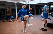 20 November 2023; Cian Healy warms up for a squad training session on the Leinster Rugby 12 Counties Tour at Kilkenny College in Kilkenny. Photo by Harry Murphy/Sportsfile