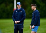 20 November 2023; Head coach Leo Cullen speaks to Ross Byrne during a squad training session on the Leinster Rugby 12 Counties Tour at Kilkenny College in Kilkenny. Photo by Harry Murphy/Sportsfile