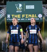 19 November 2023; Laurie Ryan, left, and Madison Gibson of Athlone Town during the Sports Direct FAI Women's Cup Final match between Athlone Town and Shelbourne at Tallaght Stadium in Dublin. Photo by Stephen McCarthy/Sportsfile